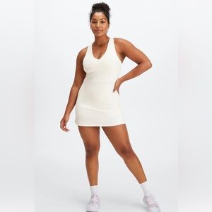 Fabletics OnThe Go Built in Bra Dress Size Medium Egret New with Tag